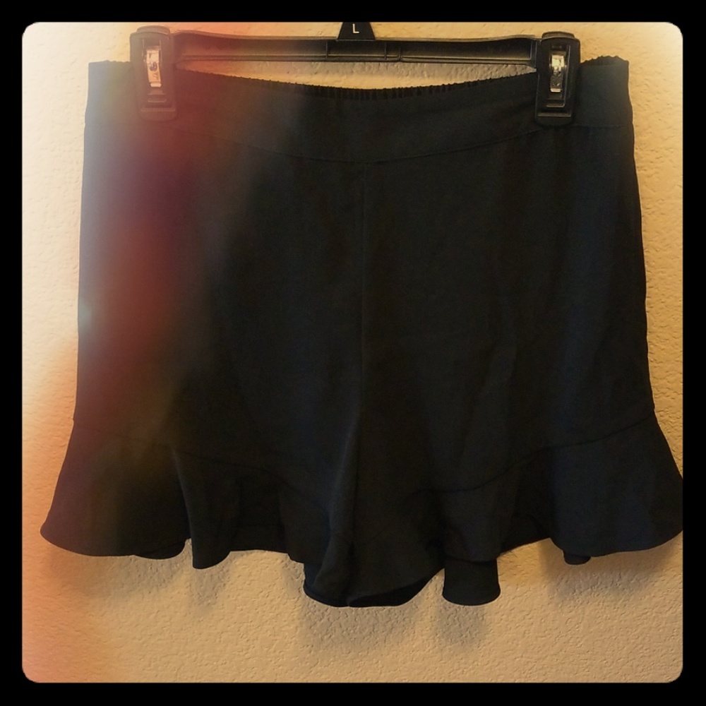 Black ruffle shorts